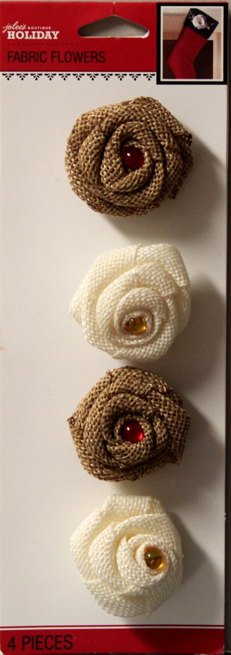 Jolee's Boutique Holiday Brown & White Burlap Florals Dimensional Stickers